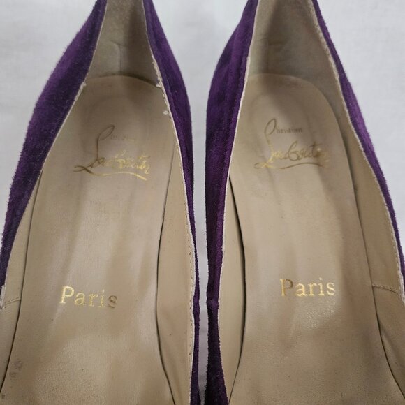 Christian Louboutin Fifi 100 Suede Pumps Purple - Size 10 - Picture 10 of 13